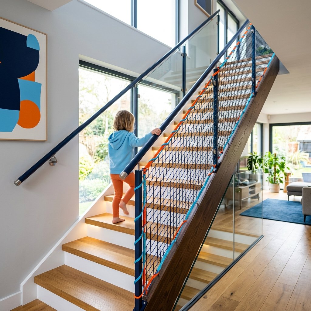 Staircase Safety Nets Installation 2